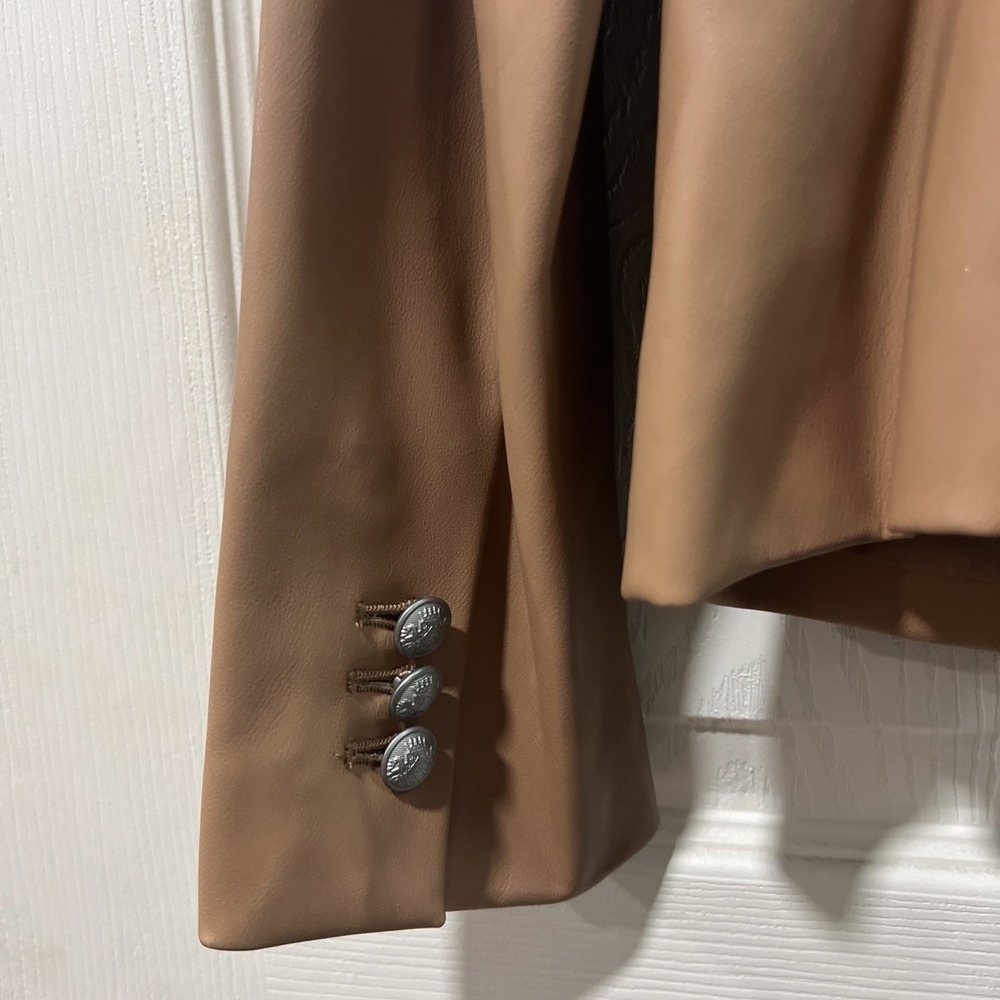 Express Faux Leather Double Breasted Blazer Camel Tan Size M NWT MRSP $99.99 - Picture 7 of 13